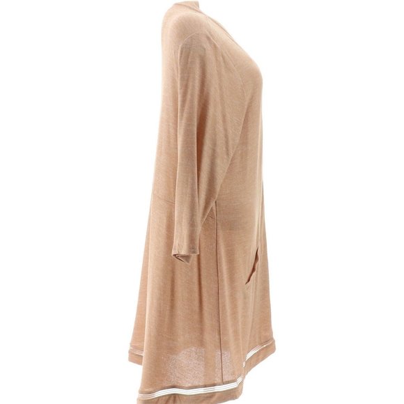 NWT H BY HALSTON SUPER SOFT 3/4 SLEEVE‎ OPEN CARDIGAN SPLIT BACK TUSCAN TAN XXS - Picture 4 of 8